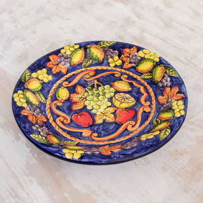 Ceramic serving plate, 'Celestial Fruit' - Ceramic serving plate