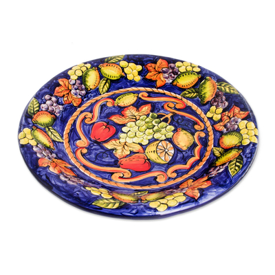 Ceramic serving plate, 'Celestial Fruit' - Ceramic serving plate