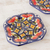 Ceramic salad plates, 'Floral Octagons' (set of 4) - Handmade Talavera Style Ceramic Dessert Plates (Set of 4) thumbail
