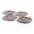 Ceramic salad plates, 'Floral Octagons' (set of 4) - Handmade Talavera Style Ceramic Dessert Plates (Set of 4) (image 2b) thumbail