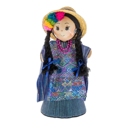 Pinewood and cotton display doll, 'Todos Santos Cuchumatan' - Pinewood and cotton display doll