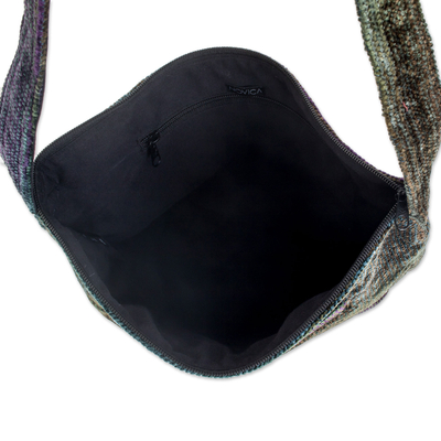 Chenille shoulder bag, 'Magic Forest' - Hand Made Bamboo Chenille Shoulder Bag 