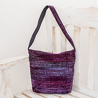 Chenille shoulder bag, Purple Magic