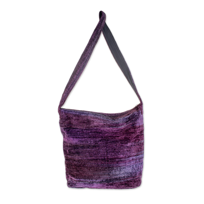 Chenille shoulder bag, 'Purple Magic' - Guatemala Handwoven Shoulder Bag 