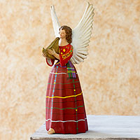 Ceramic figurine, 'Angel from San Rafael Petzal' (14 inch)