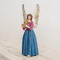 Ceramic figurine, 'Angel from Chichicastenango' (14 inch) - 14-Inch Guatemalan Ceramic Angel Scultprue