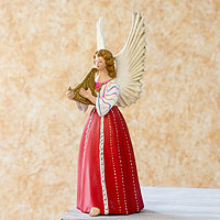 Ceramic figurine, 'Angel from Santiago Atitlan' (14 inch) - Hand Painted Ceramic Angel Figurine (14 Inch)
