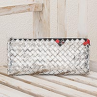 Recycled metalized wrapper clutch handbag, 'Shimmer'
