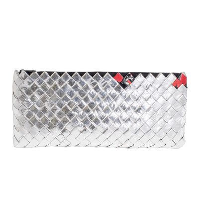 Recycled metalized wrapper clutch handbag, 'Shimmer' - Handmade Recycled Evening Handbag from Central America