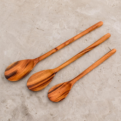 Wood serving spoons, Peten Trio (set of 3)