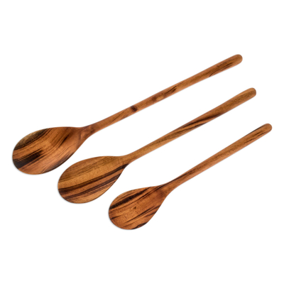 Wood serving spoons, 'Peten Trio' (set of 3) - Set of 3 Unique Wood Serving Spoons