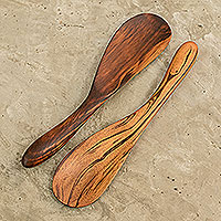 Wood salad spoons, 'Maya Cuisine' (pair)