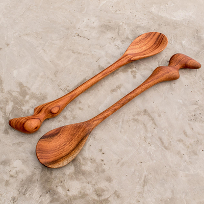 Wood spoons, 'Spicy Peten' - Hand Made Wood Spoons