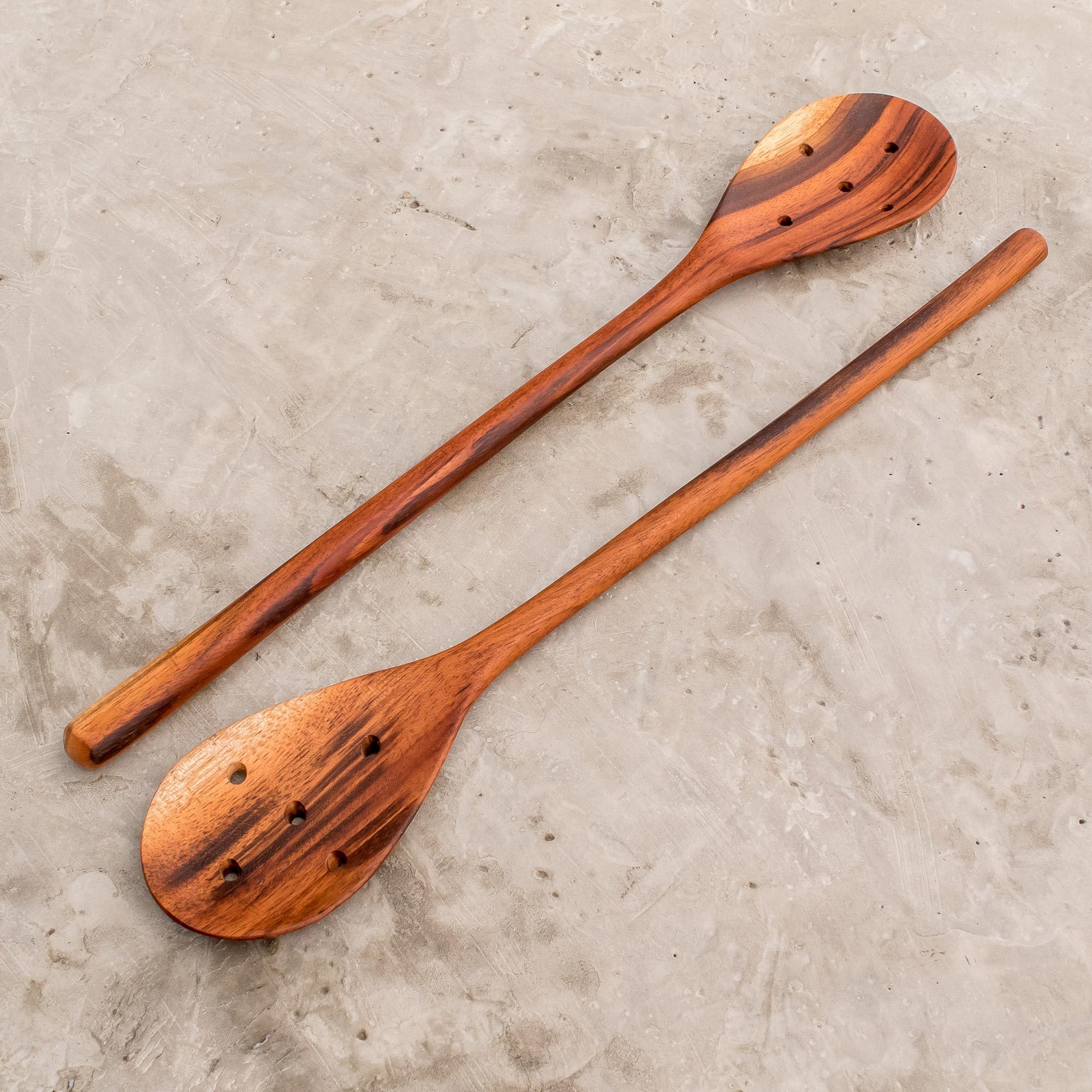 Handcarved Wood Slotted Spoons (Pair) Peten Delight NOVICA