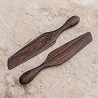 Wood spatulas, 'Guatemalan Fry Up' (pair) - Collectible Wood Serving Utensil Kitchen Accessory (Pair)