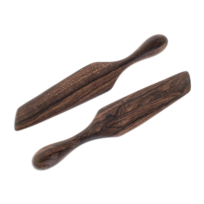 Espátulas de madera, (par) - Accesorio de cocina de utensilios para servir de madera coleccionable (par)