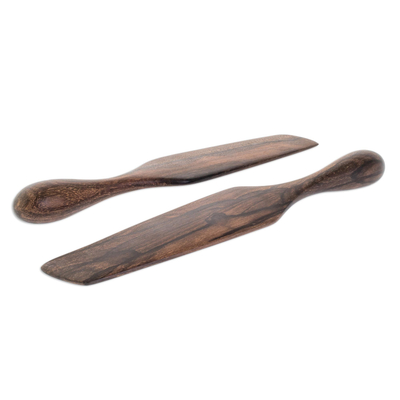 Wood spatulas, 'Guatemalan Fry Up' (pair) - Collectible Wood Serving Utensil Kitchen Accessory (Pair)