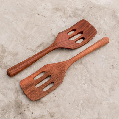 Wood slotted spatulas, Guatemalan Fry Up (pair)