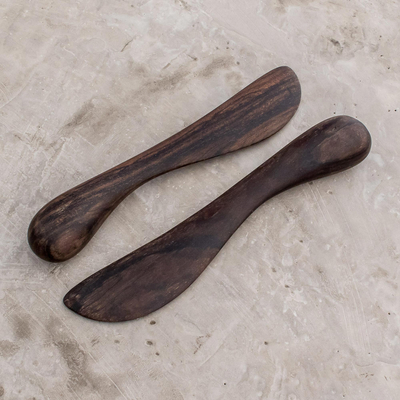 Wood spreaders, 'Peten Delicatessen' (pair) - Handcrafted Modern Wood Serving Utensils (Pair)
