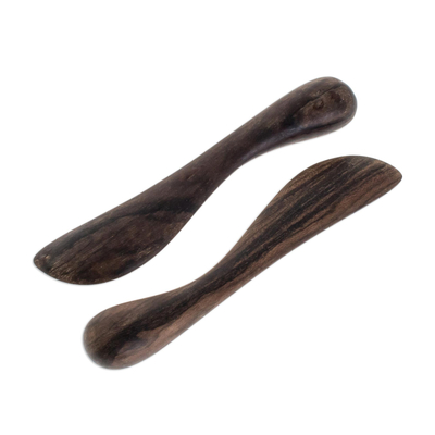 Wood spreaders, 'Peten Delicatessen' (pair) - Handcrafted Modern Wood Serving Utensils (Pair)