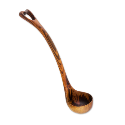 Wood ladle, 'Heart of Maya' - Handmade Wood Ladle Spoon