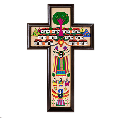 Guatemalan Hand Painted Wood Cross