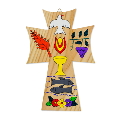 Cruz de Pino, 'Pan de Vida - Cruz de pared de madera religiosa