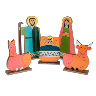 Belén de Pino, 'Alegría' (5 piezas) - Escultura Cristiana en Madera de colección (5 Piezas)