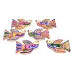 Pinewood ornaments, 'Skybird' (set of 6) - Pinewood ornaments (Set of 6)