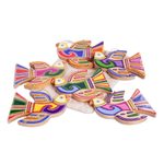 Pinewood ornaments, 'Skybird' (set of 6) - Pinewood ornaments (Set of 6)