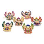Pinewood ornaments, 'Angel Song' (set of 6) - Pinewood ornaments (Set of 6)
