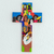cruz de madera de pino - Cruz de madera de cristianismo multicolor hecha a mano
