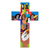 Kiefernholzkreuz 'Friede auf Erden' - Handgefertigtes mehrfarbiges christliches Holzkreuz