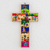 Pinewood cross, 'Life in the Country' - Fair Trade Hand Painted Wood Cross