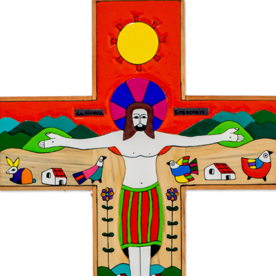 Pinewood cross, 'New Creation' - Handcrafted Christianity Wood Cross