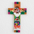 Pinewood cross, 'Community of Love' - Handmade Guatemalan Religious Wood Cross