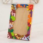 Pinewood photo frame, 'Happy Home' (4x6) - Pinewood photo frame (4x6)