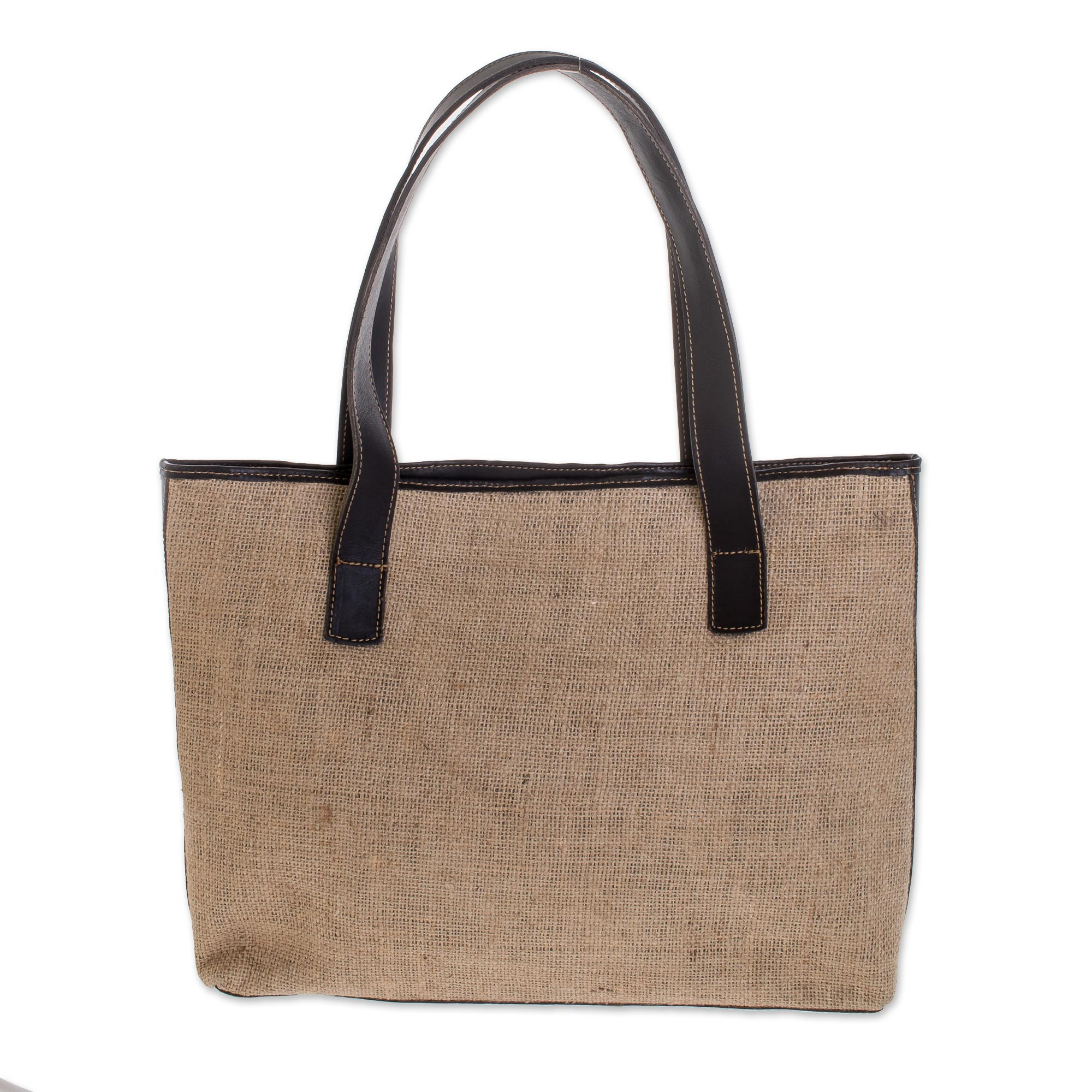 Recycled Jute and Leather Shoulder Bag from Guatemala - Clean Coffee ...