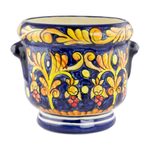 Ceramic flower pot, 'Royalty' - Hand Made Central American Ceramic Flower Pot