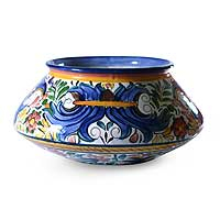 Ceramic flower pot, 'Splendor' - Ceramic flower pot