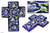 Ceramic cross, 'Water Hyacinths' - Ceramic cross