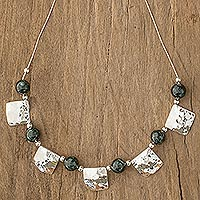 Jade pendant necklace, 'Panajachel Moon' - Collectible Good Luck Sterling Silver Pendant Jade Necklace