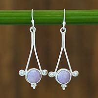Jade dangle earrings, 'Antigua Belle' - Sterling Silver Dangle Jade Earrings from Central America