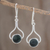 Jade dangle earrings, 'Modern Mixco' - Hand Crafted Sterling Silver Dangle Jade Earrings (image 2) thumbail