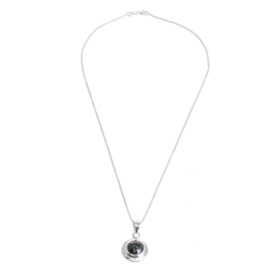 Jade pendant necklace, 'Saturn' - Handcrafted Sterling Silver Pendant Jade Necklace
