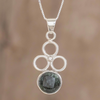 Jade pendant necklace, 'Trinity of Faith' - Artisan Crafted Good Luck Jade Pendant Necklace