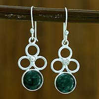 Jade dangle earrings, 'Trinity of Faith'