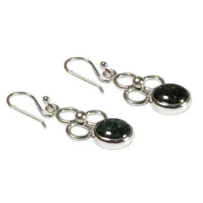 Jade dangle earrings, 'Trinity of Faith' - Handcrafted Women's Sterling Silver Dangle Jade Earrings