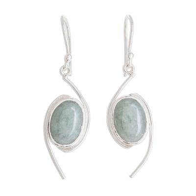Jade dangle earrings, 'Path of Life' - Jade dangle earrings