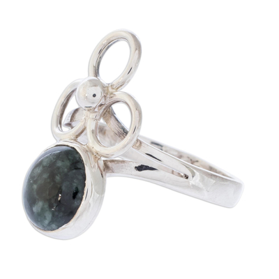 Modern Guatemalan Sterling Silver Jade Ring